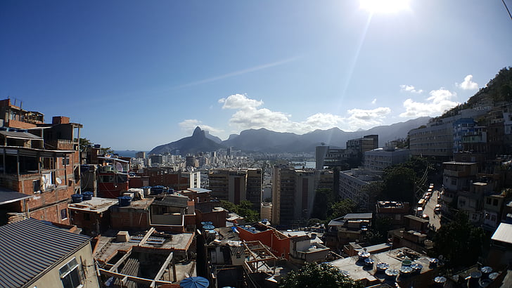 Favela, Cantagalo, Rio de janeiro, Rio, RJ, landskap, Sky