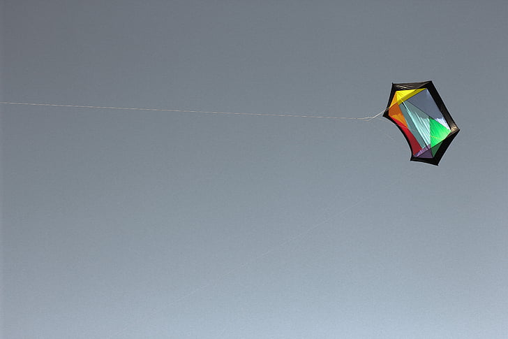 kite, sky, flying, blue, fly, colorful, hanging