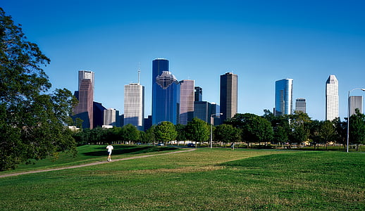 Houston, Texas, város, városi, utca-és városrészlet, épületek, Park