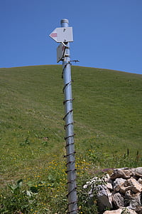 directory, signpost, waymarks, shield, post, barbed wire, protection