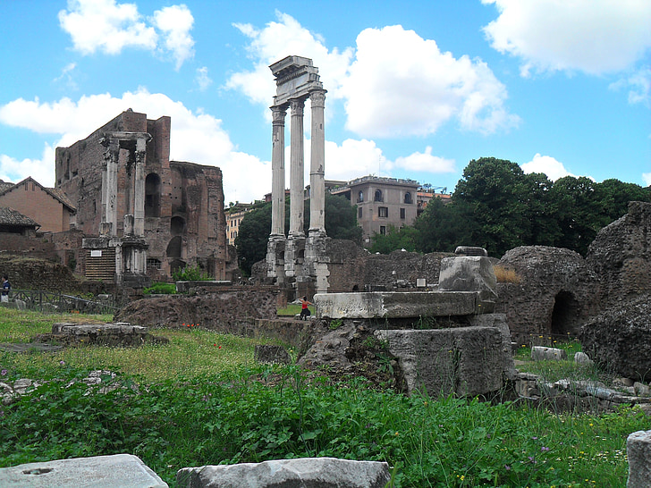 Fórum Romano, Roma, Itália, Teatro Romano, marco histórico, arquitetura, céu