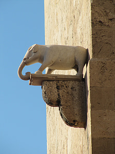 elefánt-torony, Cagliari, Szardínia, homlokzat, ábra, elefánt
