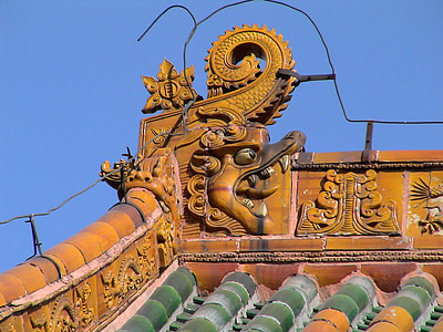 templom, Palace, tető, Shenyang, Liaoning, Kína, híres
