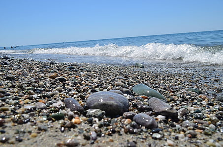στη θάλασσα, παραλία, πέτρες, φύση, βότσαλο, ακτογραμμή, το καλοκαίρι