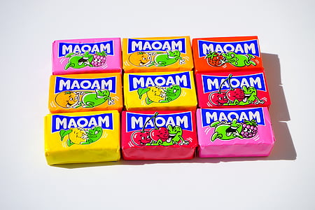 maoam, chewy godteri, sødme, sukker, godterier, farge, fargerike