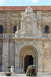 Leon, San isidoro, monument, døren, arkitektur, romansk, facade