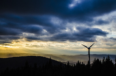 Pinwheel, Black forest, Vēja turbīna, vēja enerģija, daba, rotora lāpstiņas, vakara debesis