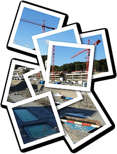 Fotografie, červená, Mr, sestavení, jeřáb, stavební práce, rámeček obrázku