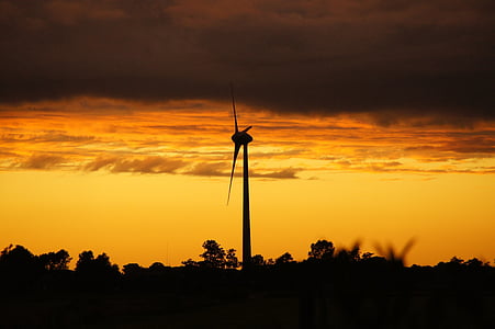 větrný mlýn, Nizozemsko, Větrná energie, Nizozemsko, Západ slunce