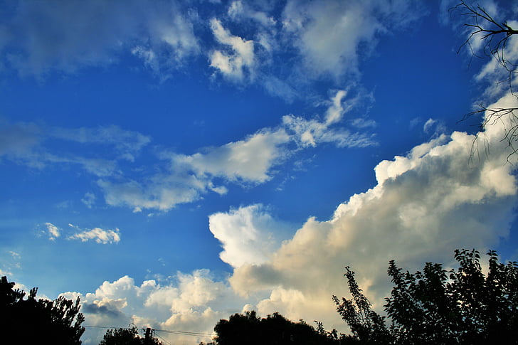 difusió de núvol, cel, blau, núvol, blanc, difusió de la, llum