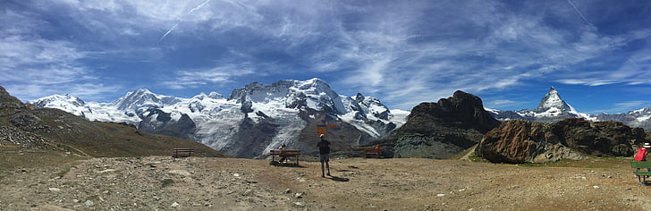 Panorama, Matterhorn, Zermatt, Wallis, serien 4000, landskapet, hörnligrat