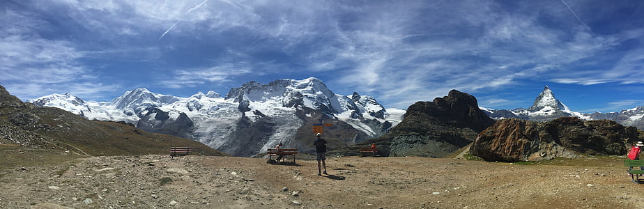 panoràmica, Matterhorn, Zermatt, Valais, sèrie 4000, paisatge, hörnligrat
