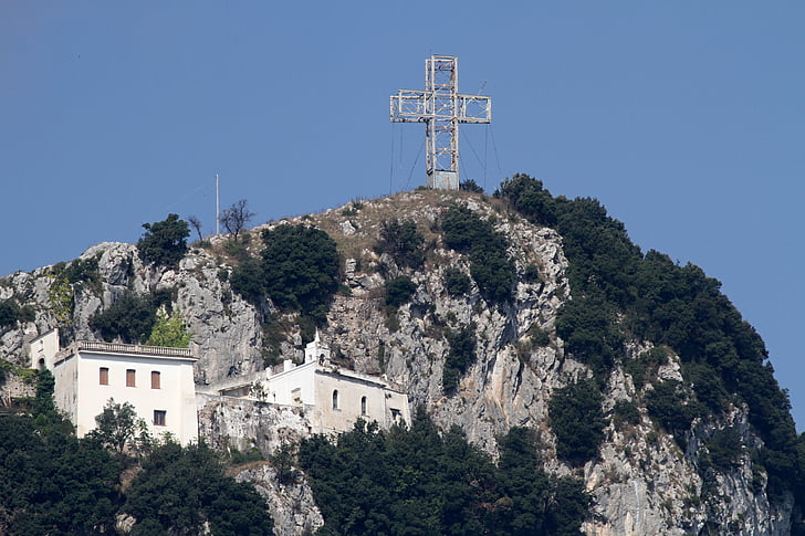 Salerno, Olaszország, kereszt, hegyi, csúcstalálkozó, Summit cross, Sky