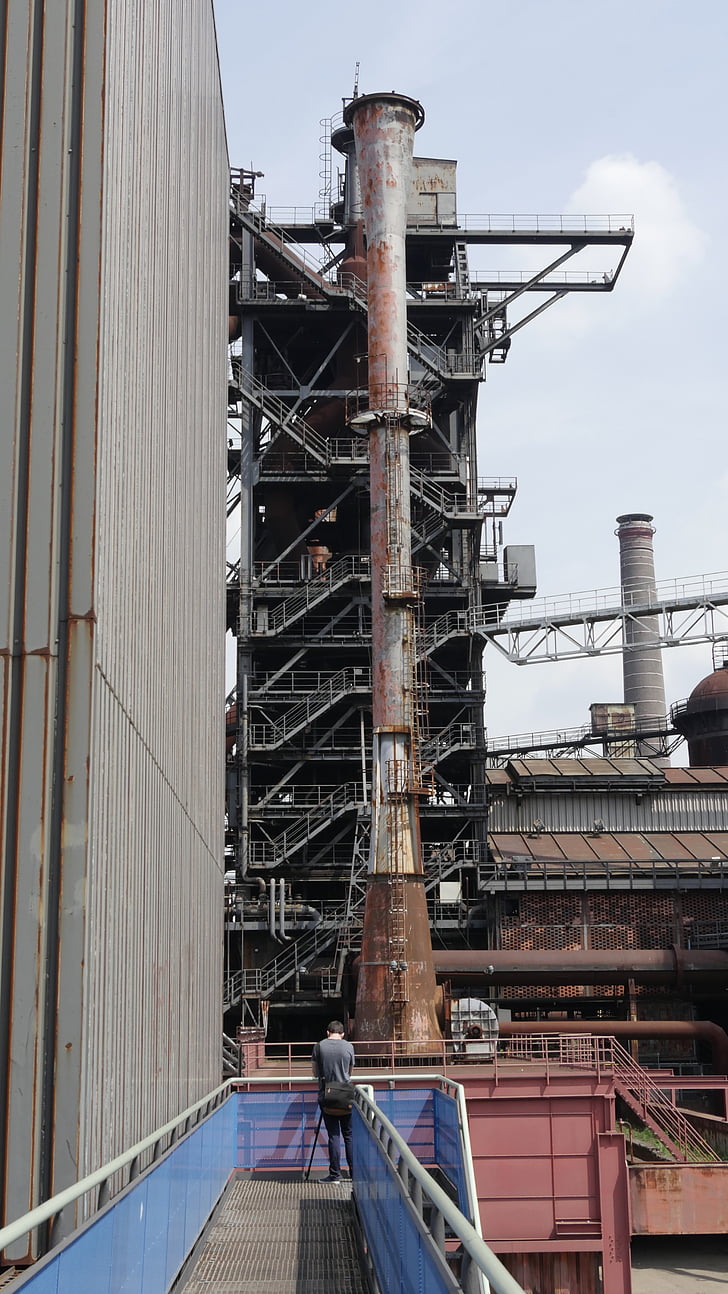 industry, old, old factory, chimney, ironworks, stainless, metallic