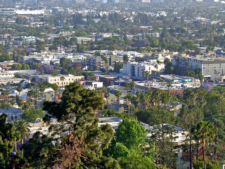 Los angeles, Californië, skyline van los angeles, stad, stedelijke, reizen, stadsgezicht