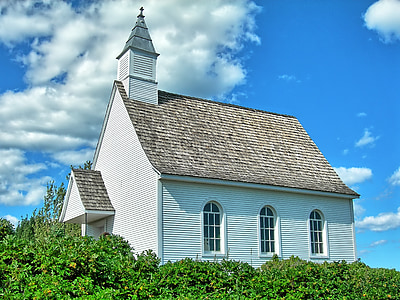 kostel, pole, Zvonice, uctívání, vrchol k petržel, Québec, obloha