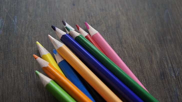 Pencil, kul, färger, ritning