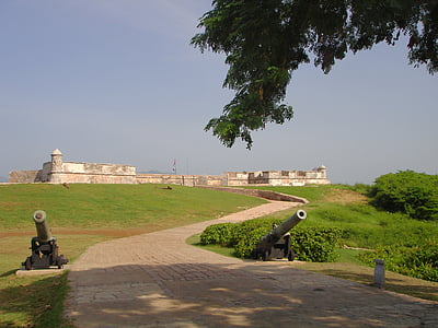 Fort, grad, Santiago de cuba, Kuba, El castillo del morro, pištole, znan kraj
