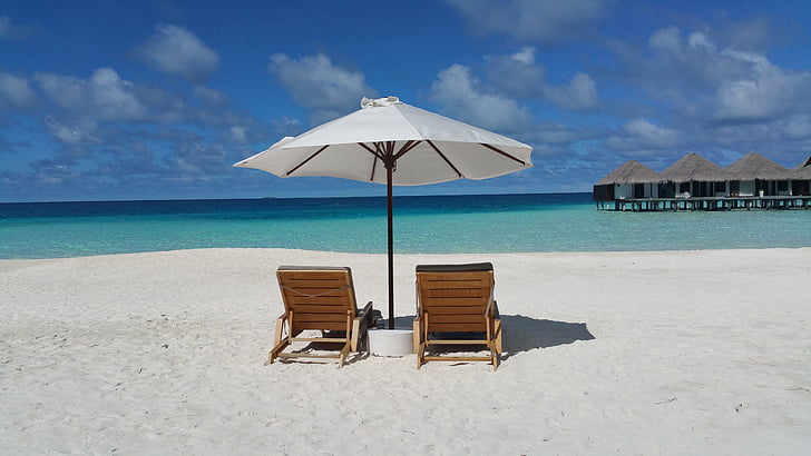 Maldives, vacances, plage, Dim, été, île, voyage