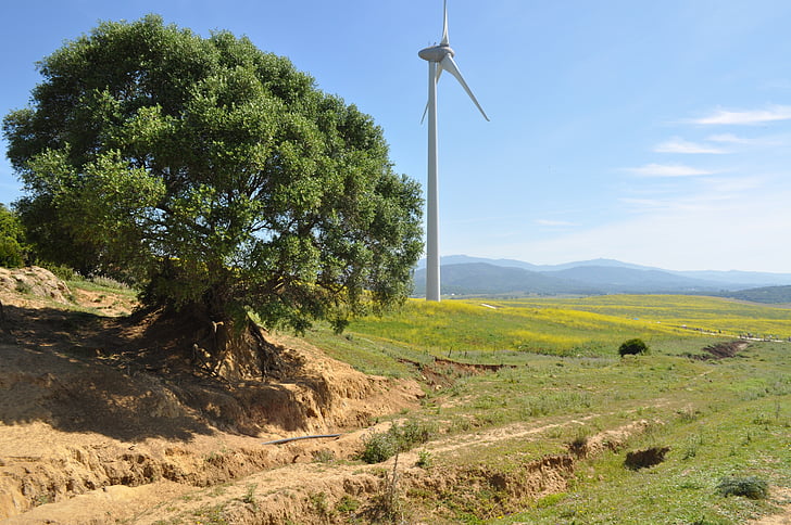 風景, 風車, 空, 生態学的, 再生可能エネルギー, 風, エコロジー