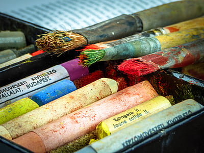 пензель, крейда, пастель, колір, малювання, мистецтво, кольори