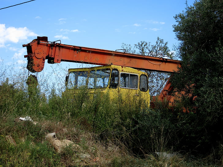 shut down, old, crane, leave, abandoned, site