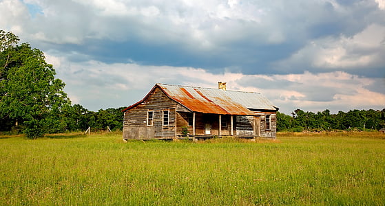 Alabama, padang rumput, bidang, langit, awan, kabin, Cottage
