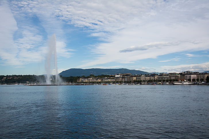 Женева, фонтан, Визначні пам'ятки, Женевське озеро, Швейцарія, настрій, води