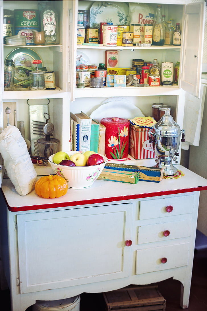 retro kitchen, vintage cupboard, retro, vintage, kitchen, cupboard, home