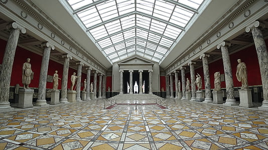 Copenhaga, Danemarca, Glyptotek, Muzeul, sculptura, simetrie, perspectiva