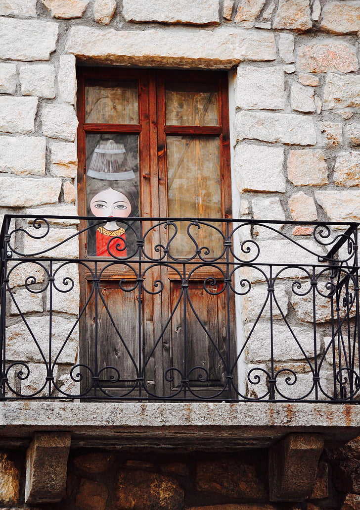 Ban công, cửa sổ, wrought sắt, đá hoa cương, cổ đại, Để xem, Sardinia
