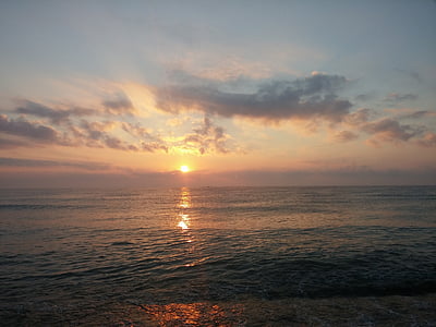 Mar Negro, sol, nascer do sol, mar, Romênia, céu, nuvens