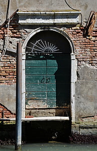 gammal dörr, Venedig, Canal, trä, Arch, Vintage, arkitektur