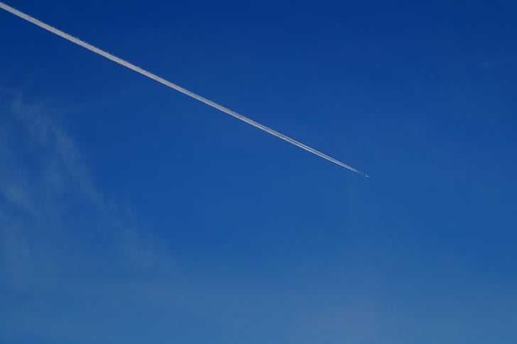 repülőgép, menet közben, levegő, felhők, kék ég, kék, repülés