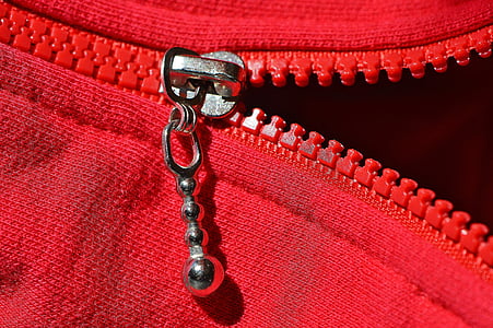 zip, rojo, grueso, chaqueta, abrir, cremallera, materia textil