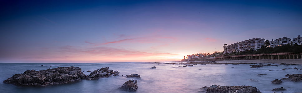 zonsondergang, strand hype, mijas costa, Malaga, Andalusië, Costa del sol, Calahonda