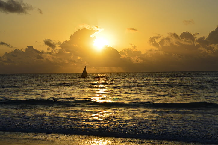 plajă, barca, apus de soare, viata, chill, Kenya
