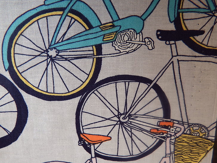 cyklar, cykel, transport, fälgar, två hjul, blå, material