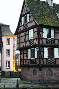 pigger, Alsace, Strasbourg, kulturarv, huset fasaden