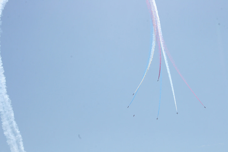 aircraft, air show, british plane, eastbourne, sky, red arrows, blue