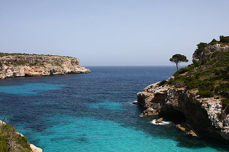 Mallorca, bokade, Rock, havet, blå