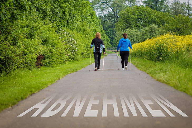 Entfernen, laufen, im freien, menschlichen, Sport, Nordic-walking, Weiblich