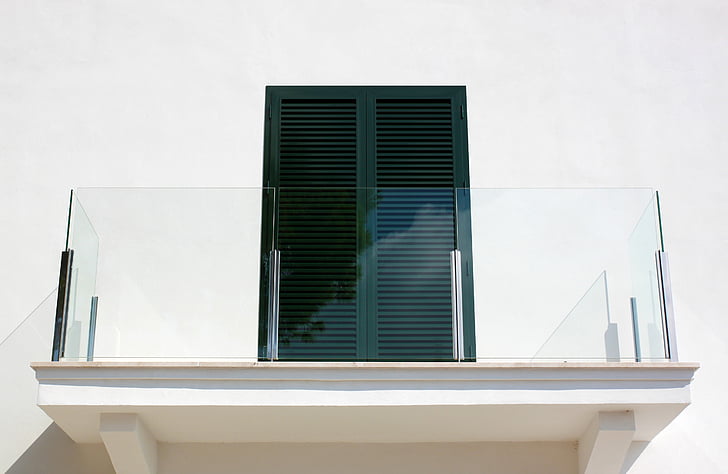 finestra, balcone, moderno, costruzione, architettura, progettazione, parete
