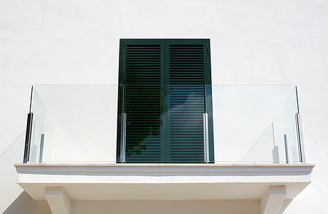 ventana, balcón, moderno, edificio, arquitectura, diseño, pared