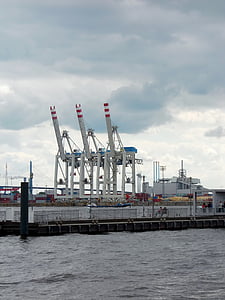 пристанищни кранове, Карго, пристанищни кранове, промишленост, контейнер, зареди Крейн, Хамбург