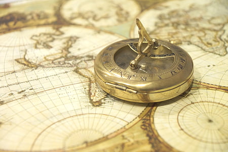 Karte der Welt, Kompass, Antik, Navigation, Route, Norden, Westen