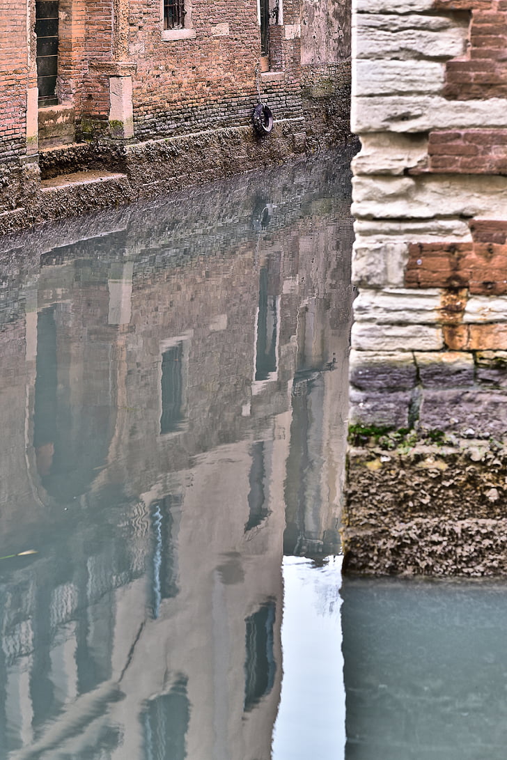 Venècia, l'aigua, reflectint, canal, població al riu, Venezia, Itàlia
