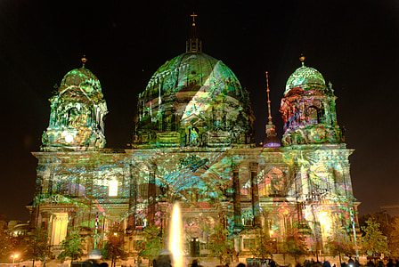 Berlīne, ēka, naktī, vēsture, arhitektūra, Vācija, orientieris