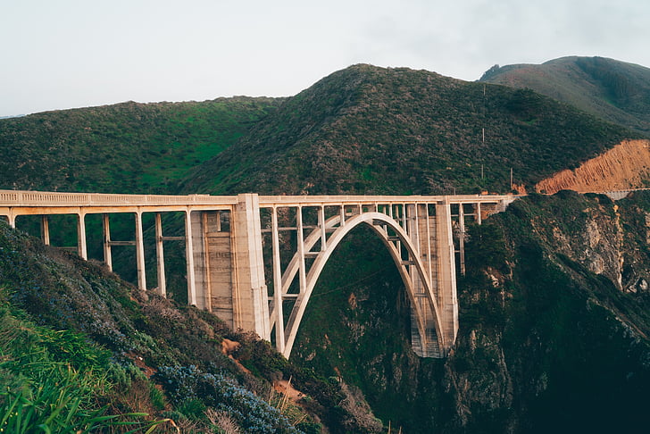 Bixby bridge, hory, pozemok, Kalifornia, Most, Bixby, Príroda