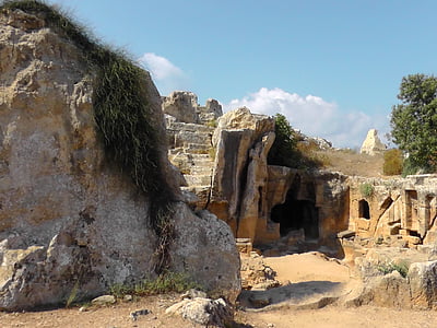 ruïnes, Xipre, cova, antiga, illa, l'Acròpoli, Mediterrània